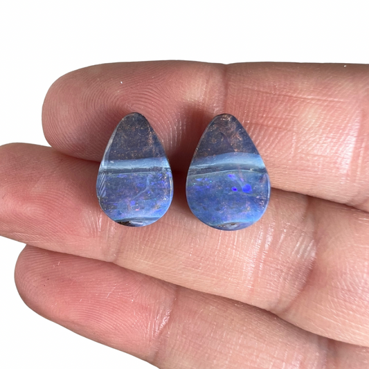 5.52 Ct blue boulder opal pair