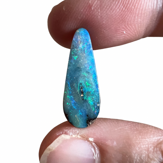 3.98 Ct green-blue teardrop boulder opal