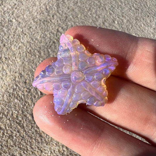 Carved Purple Opal Starfish