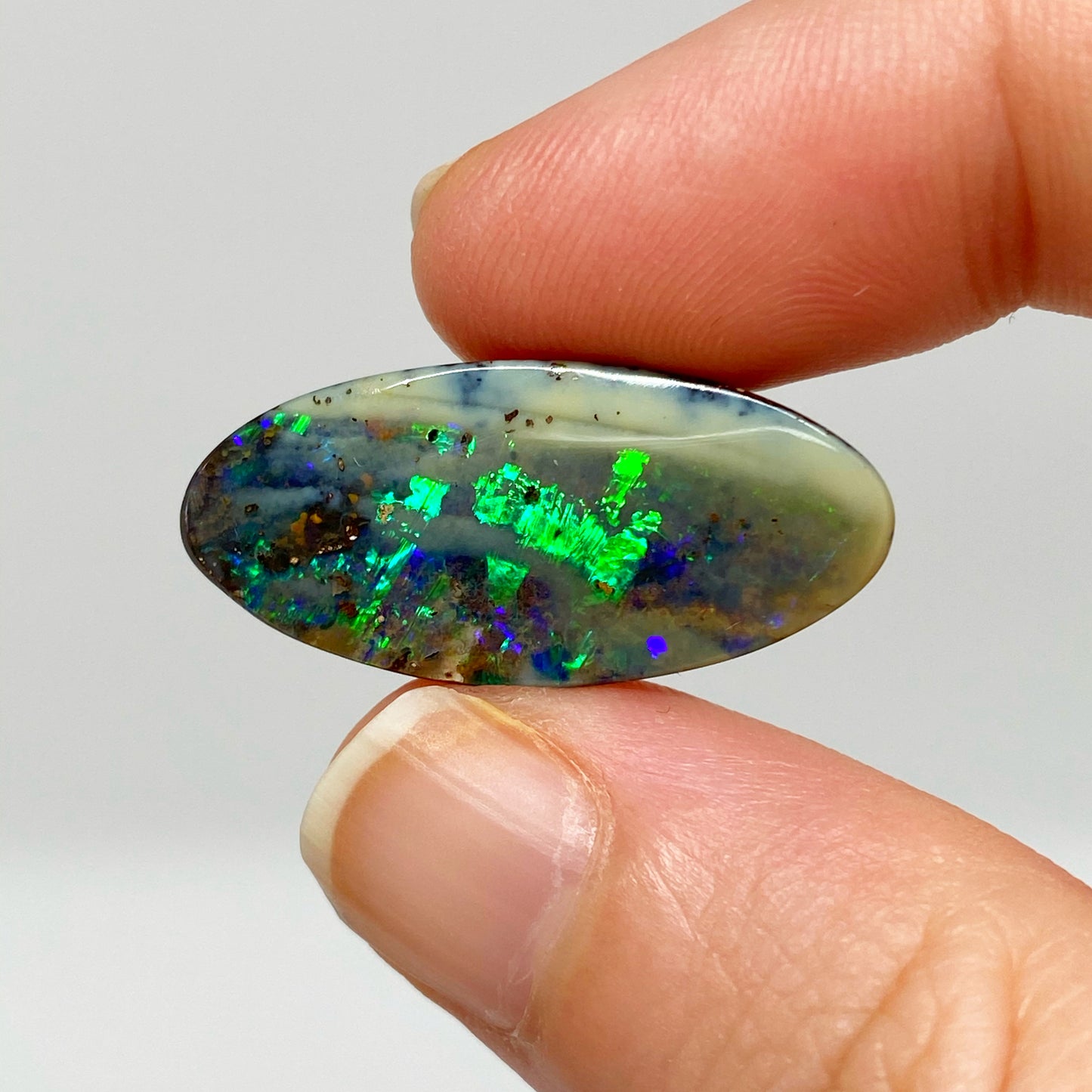 16.03 Ct green and purple boulder opal