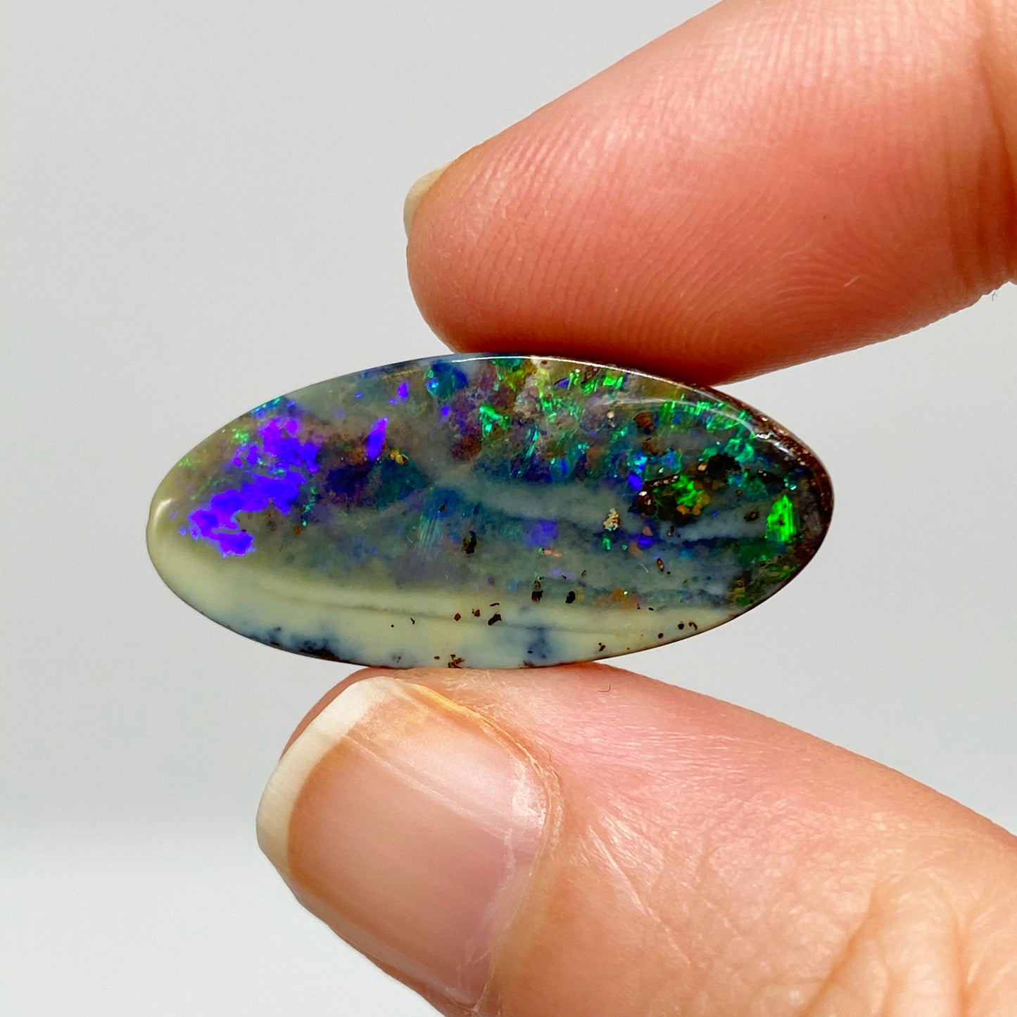 16.03 Ct green and purple boulder opal